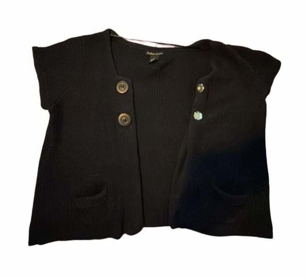 Sydney Easton Black Knit Short Sleeve Button Front cardigan
